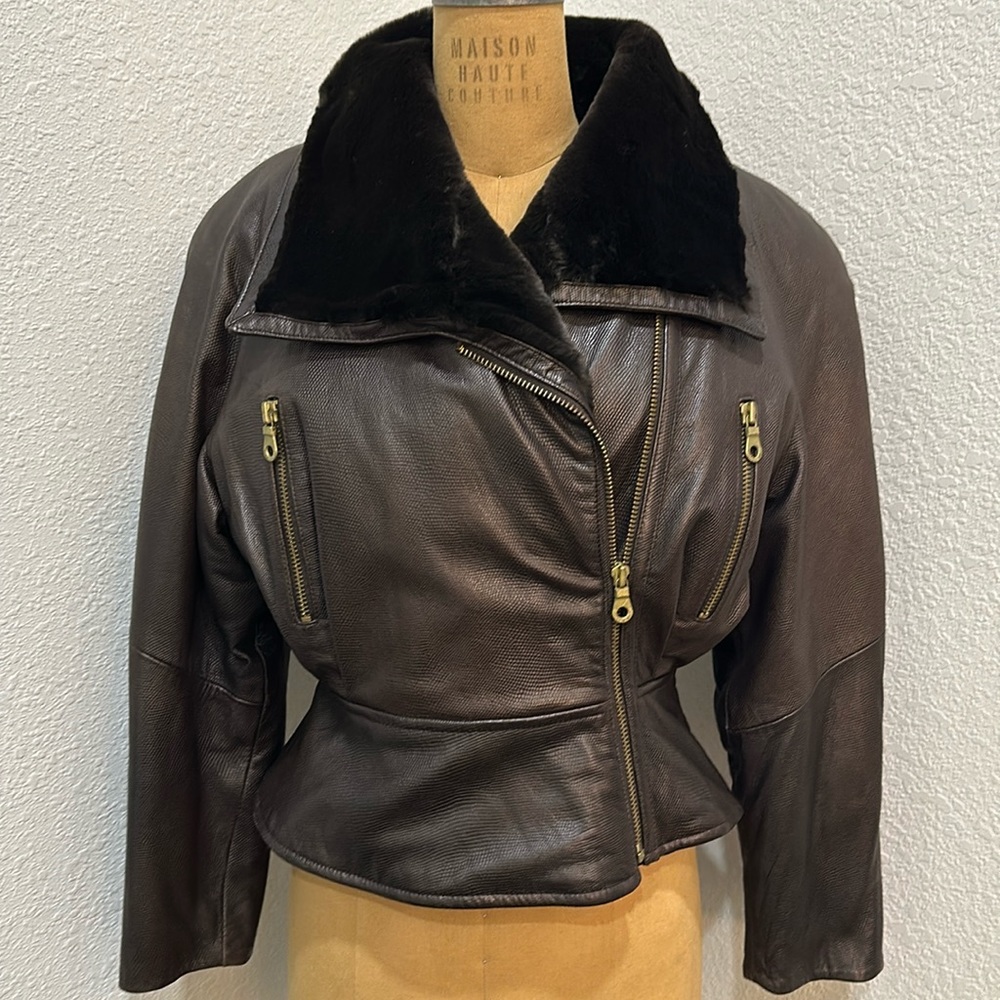 Andrew Marc Ladies Leather Bomber Jacket SZ M